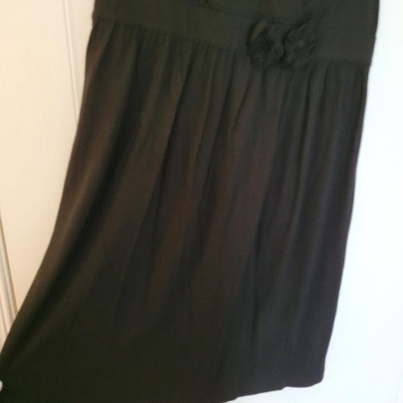 Loft Casual Black Dress Soft Sleeveless Rose Detail  Under Bust Size M - Picture 5 of 10